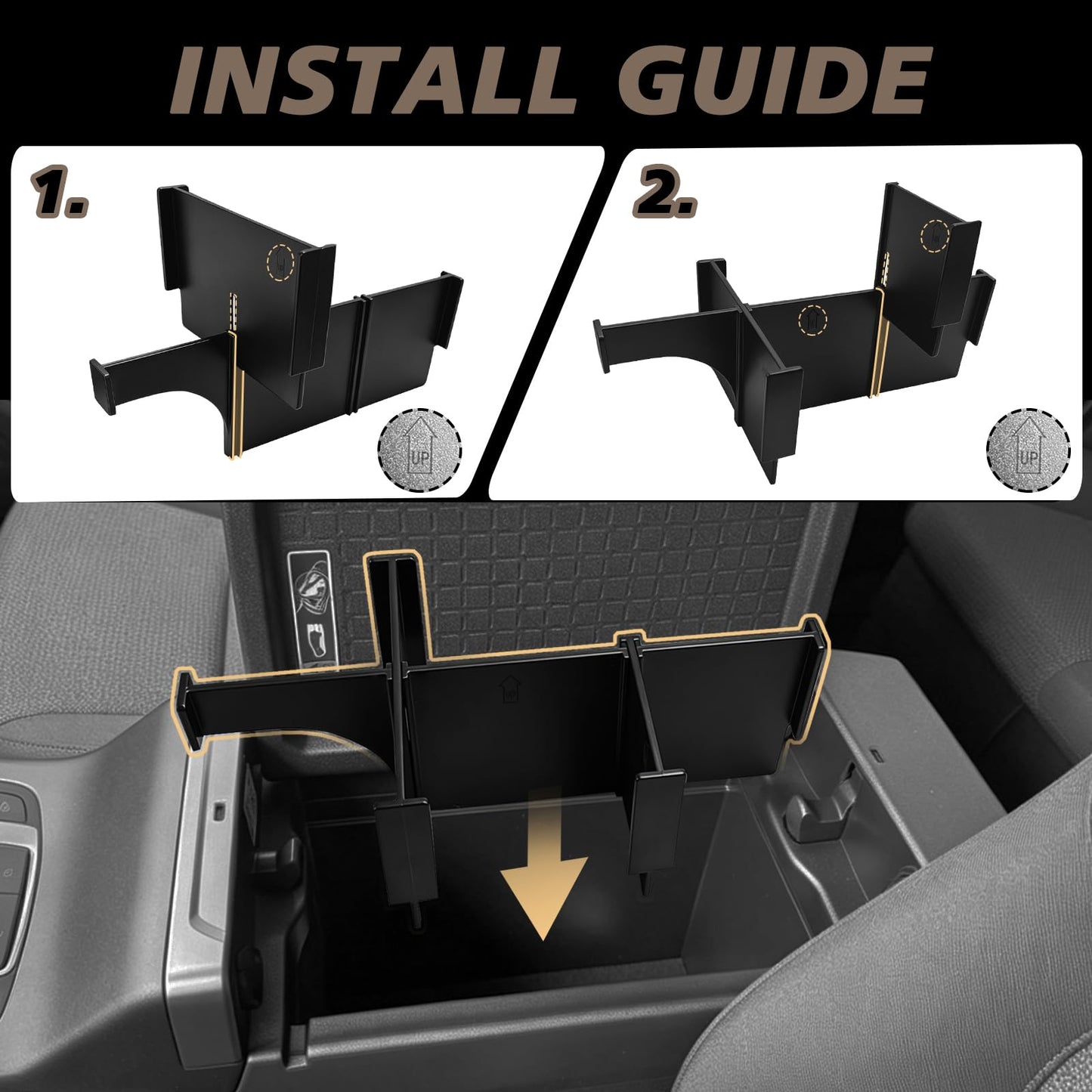 Muslogy Console Storage Divider Organizer Compatible with 2026 Toyota RAV4 Accessories Insert Box Divider ABS Secondary Storage Organizer Compartment Tray