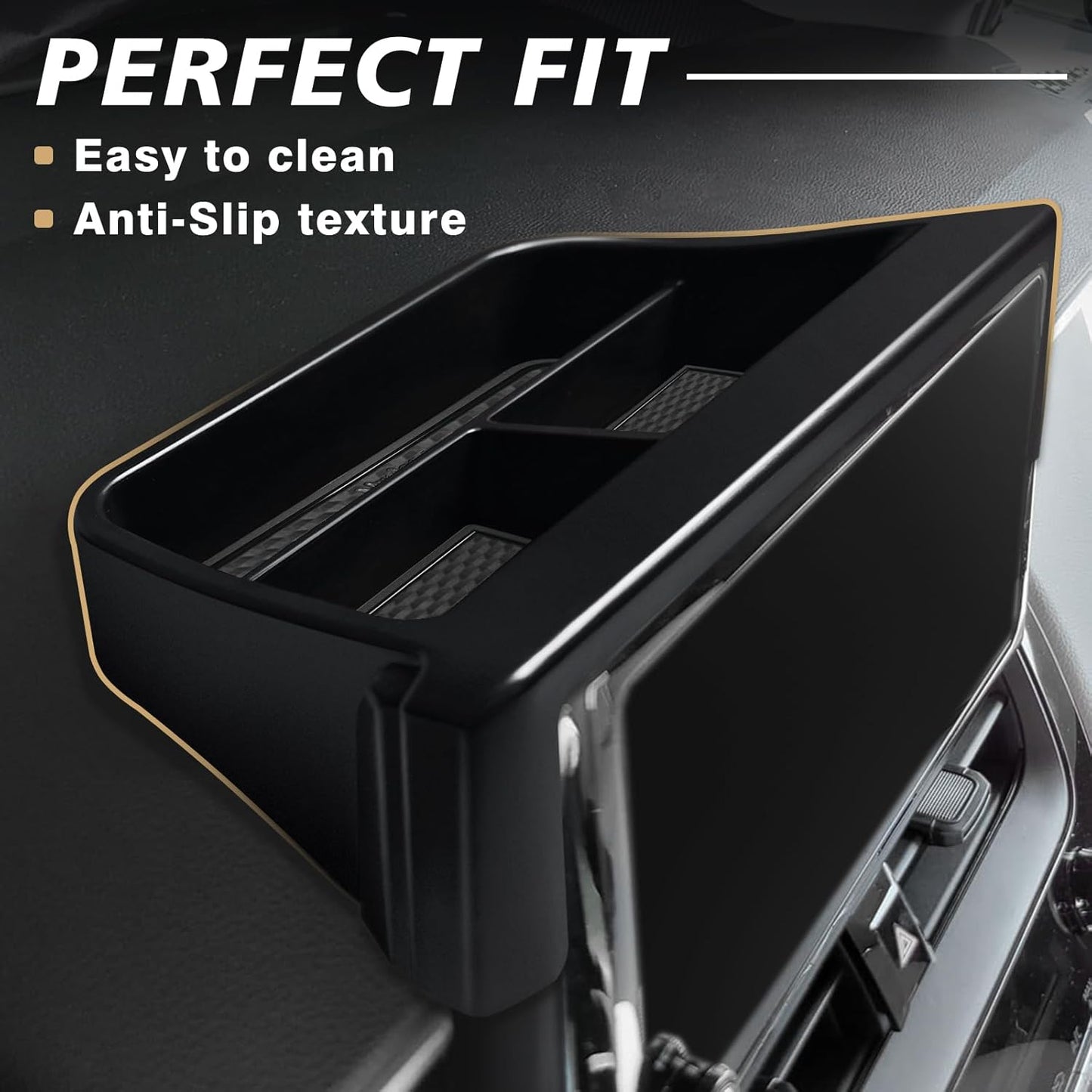 Muslogy Center Console Organizers Compatible with 2020-2025 Toyota Corolla & 2022-2025 Corolla Cross Accessories Dashboard Insert Behind 8-inch Screen & Middle Console Tray 2PCS (Not for 2026 Model)