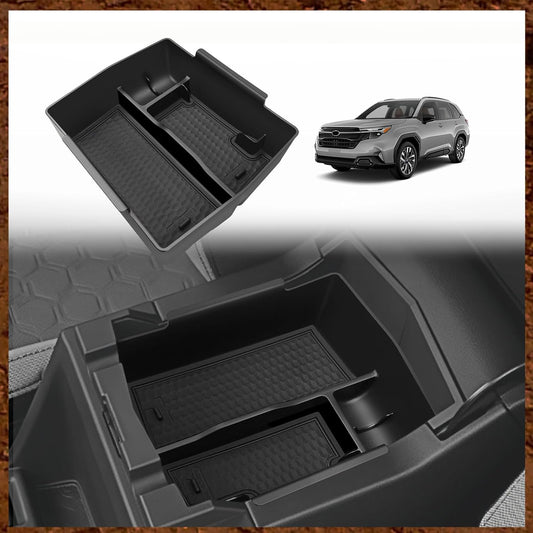 Muslogy Upgraded Center Console Organizer Compatible with 2025 Subaru Forester Middle Armrest Storage Box Insert Tray Cable Holder Interior Accessories Easy Removal (Black)