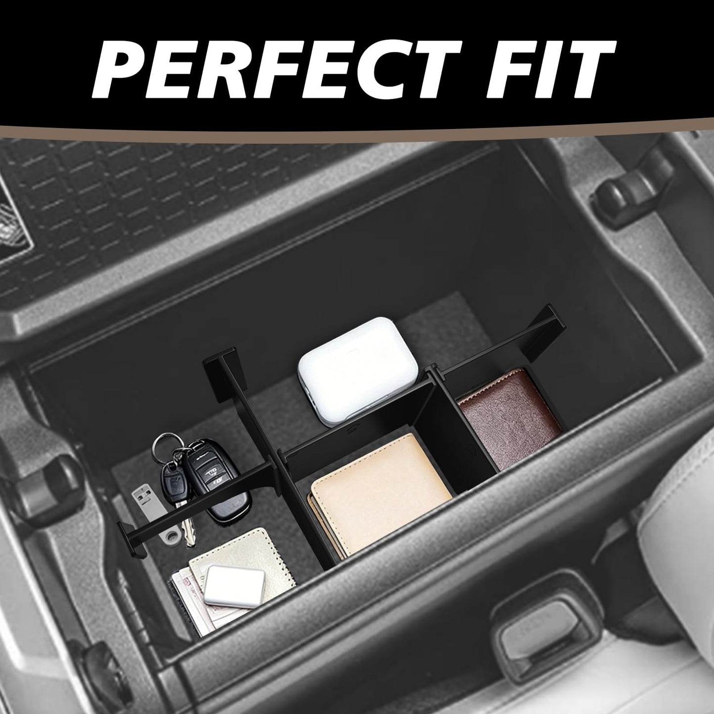 Muslogy Console Storage Divider Organizer Compatible with 2026 Toyota RAV4 Accessories Insert Box Divider ABS Secondary Storage Organizer Compartment Tray