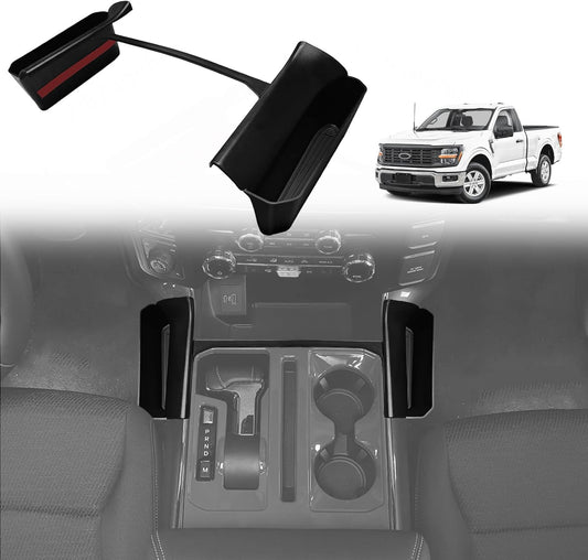 Muslogy Center Console Organizer Compatible with 2021-2024 2025 Ford F150 Accessories Hanging Storage Box Console Left & Right Phone Pocket Gear Shift Side Organizer