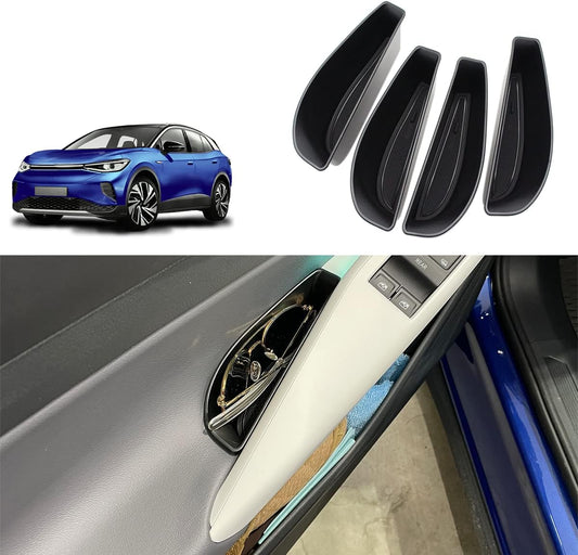 Muslogy for VW ID.4 Door Handle Storage Box Set of Four Accessories Armrest Cover, Front Door and Rear Door Compatible with VW ID 4 ID4 2021 2022 2023