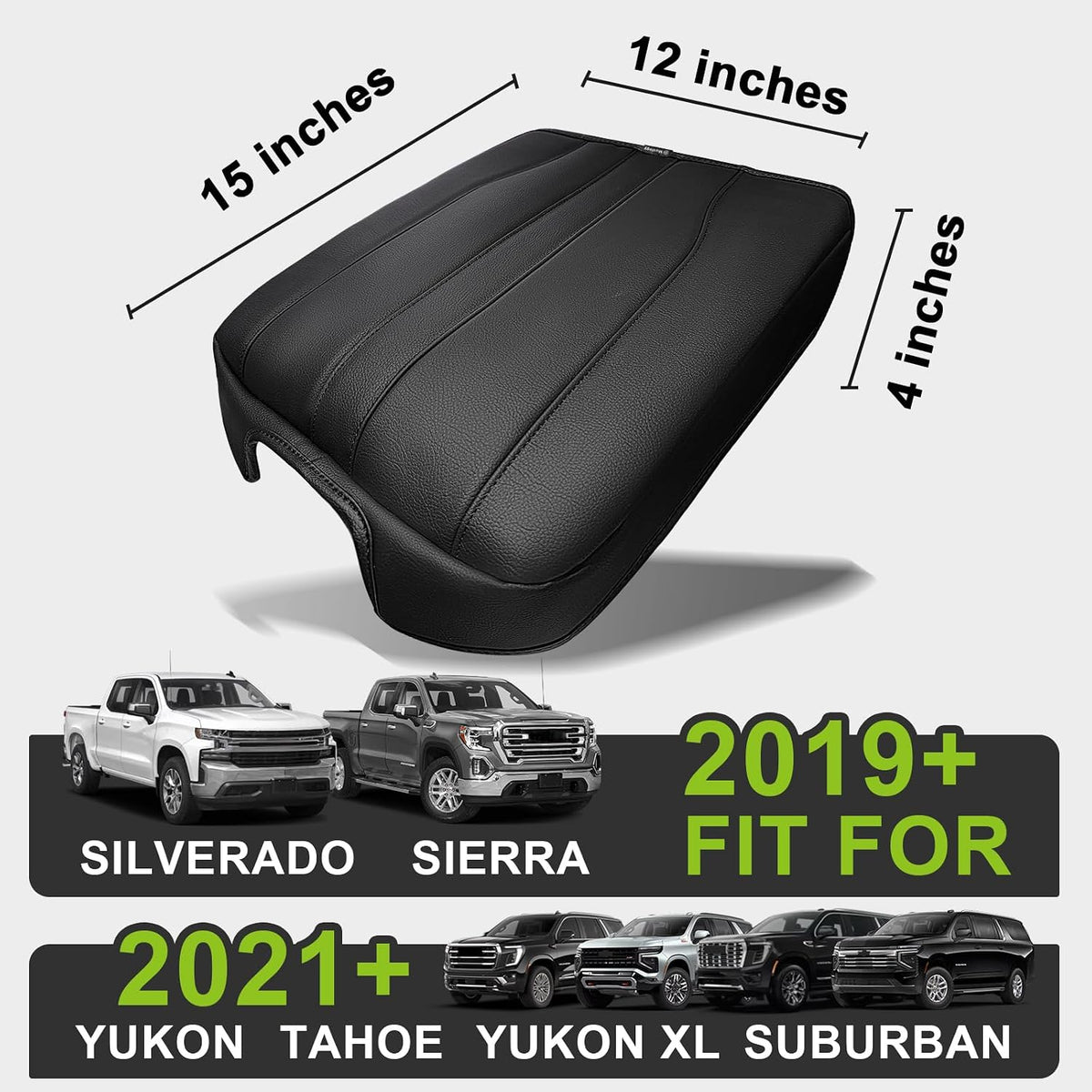 Muslogy Armrest Cover for Silverado Sierra 2019-2026, Regular Thick, Bucket
