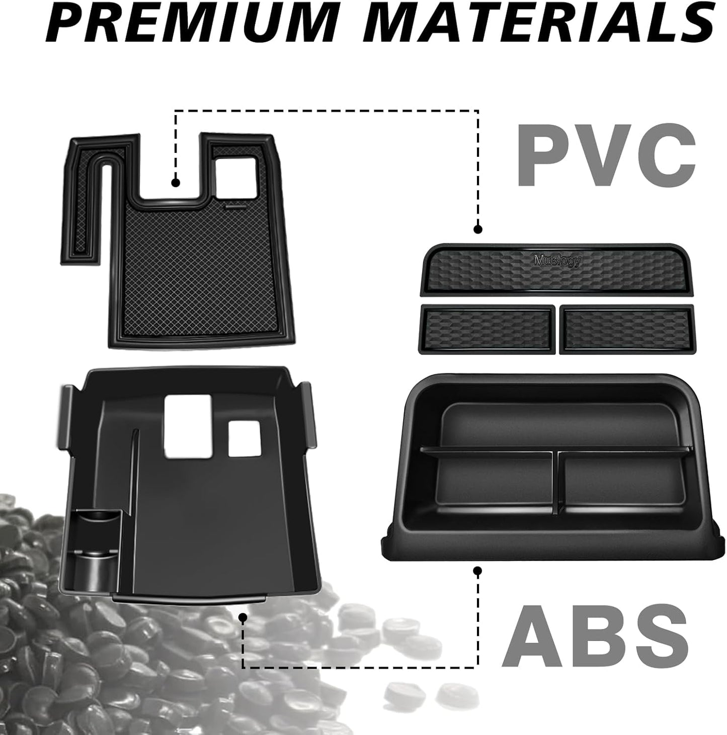 Muslogy Center Console Organizers Compatible with 2020-2025 Toyota Corolla & 2022-2025 Corolla Cross Accessories Dashboard Insert Behind 8-inch Screen & Middle Console Tray 2PCS (Not for 2026 Model)