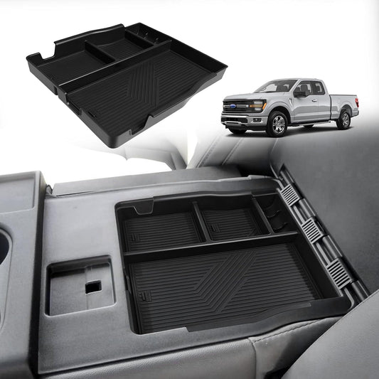 Muslogy Jump Seat Center Console Organizer Fits for Ford F150 2021-2024 2025 Accessories Storage Insert Box Console Armrest Divider(Jump Seat ONLY) - Upper Organizer