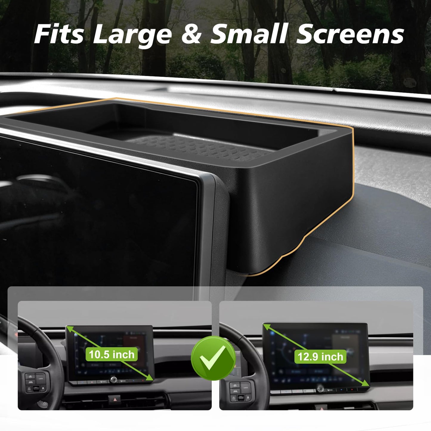 Muslogy Dashboard Storage Box Compatible with 2026 Toyota RAV4 Accessories Insert Behind Screen Console Organizer Non-Slip Silicone Material, Fits Large & Small Screens