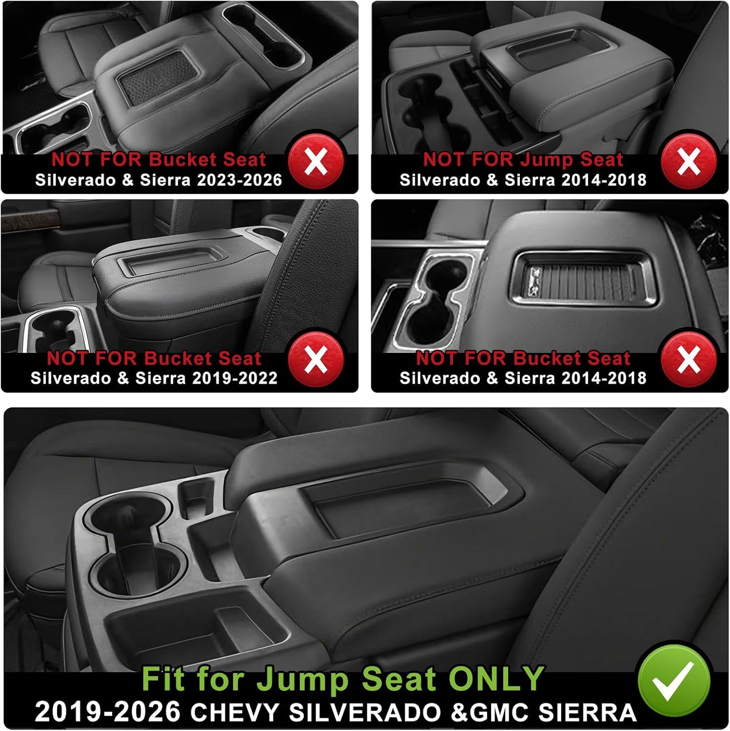 Muslogy Center Console Hanging Organizer Box Compatible with 2019-2026 Chevy Silverado/GMC Sierra 1500 & 2020-2026 Silverado/Sierra 2500 3500HD Accessories Hanging Box (Split-Bench Folding Seat Only)