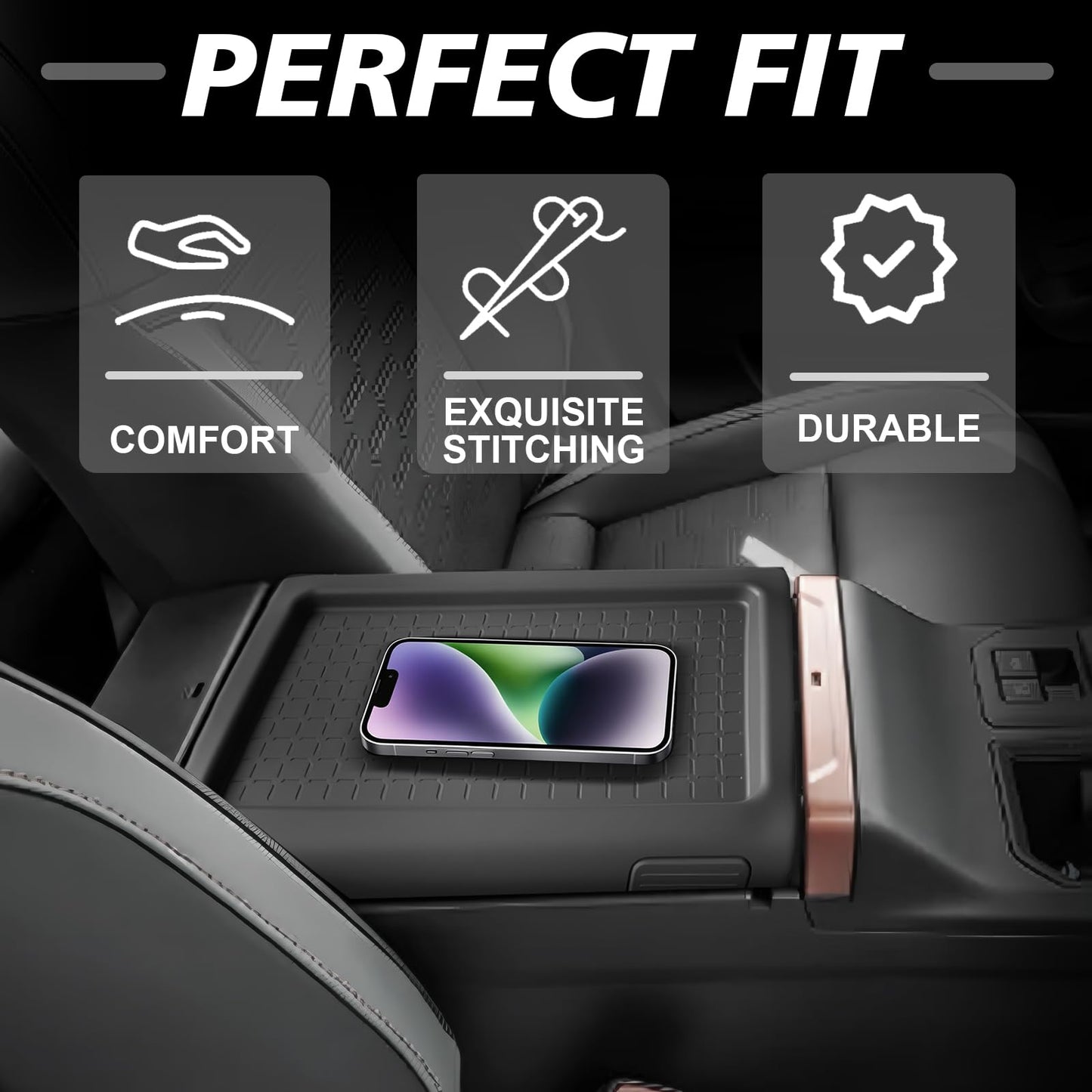 Muslogy Center Console Armrest Cover Fit for 2026 Toyota RAV4 Accessories, Comfort Armrest Pad Console Lid Cushion Silicone Regular Thick - Snug Fit