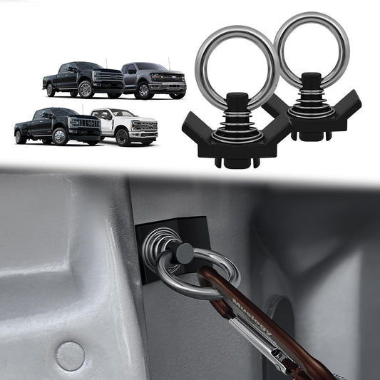 Muslogy Mounting Snap-in Bed Tie Down Anchors Compatible with 2015+ Ford F150 & 2017+ F250/F350/F450 Tie-Down Anchors Mount Hooks Patent Pending Securing Cargo 2PCS(Not for Spray-in Liner Beds)