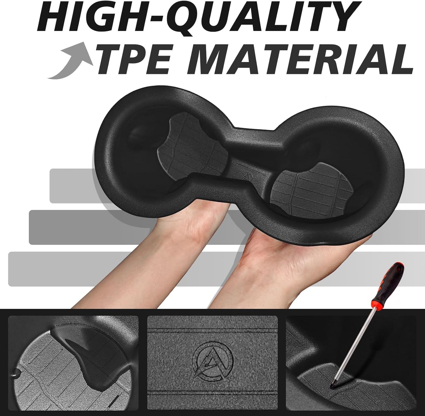 Muslogy Center Console Cup Holder Inserts Compatible with 2021-2023 2024 GMC Yukon Chevy Tahoe Suburban Accessories Middle Console Silicone Organizer Front & Rear Non-Slip Drink Stopper 2PCS Set