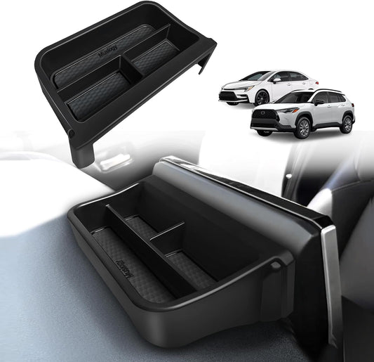 Muslogy Dashboard Storage Organizer Fits For 2020-2024 2025 Toyota Corolla & 2022-2025 Corolla Cross Accessories Non-Slip Insert Behind Screen for 8-inch Touch Screen (Won't Fit 2026 Model) (Black)