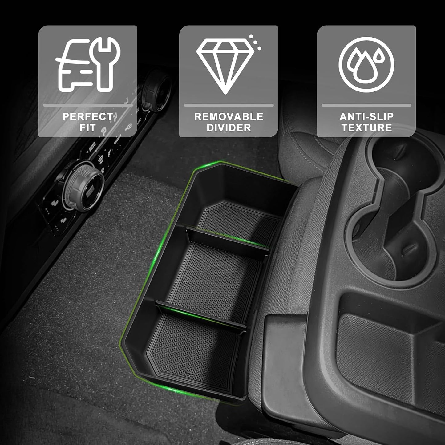 Muslogy Center Console Hanging Organizer Box Compatible with 2019-2026 Chevy Silverado/GMC Sierra 1500 & 2020-2026 Silverado/Sierra 2500 3500HD Accessories Hanging Box (Split-Bench Folding Seat Only)