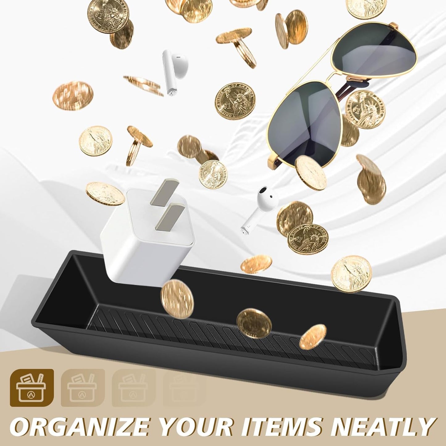 Muslogy Center Console Inserts Compatible with 2024 2025 Tacoma Accessories Middle Console Gear Shift Waterproof Silicone Inserts Beside Handbrake Gear Shift Storage Organizer (Won't fit 4Runner)