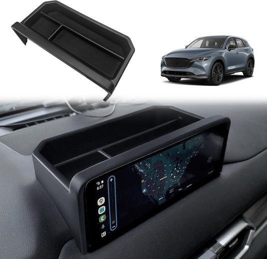 Muslogy Dash Storage Box Behind Screen Center Console Organizer Compatible with Mazda CX5 CX-5 Accessories 2022-2025 Sunglasses Holder Dashboard Insert Tray ABS Interior Secondary Accessories