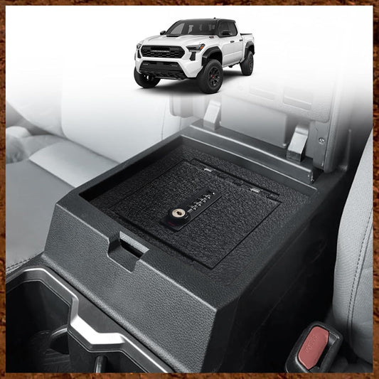 Muslogy Center Console Safe Lockbox Compatible with Toyota Tacoma 2024 2025 Accessories 4th Gen Tacoma Console Vault Box Gun Safe Extra Storage Safety Security 4 Digit Combination Lock with Key