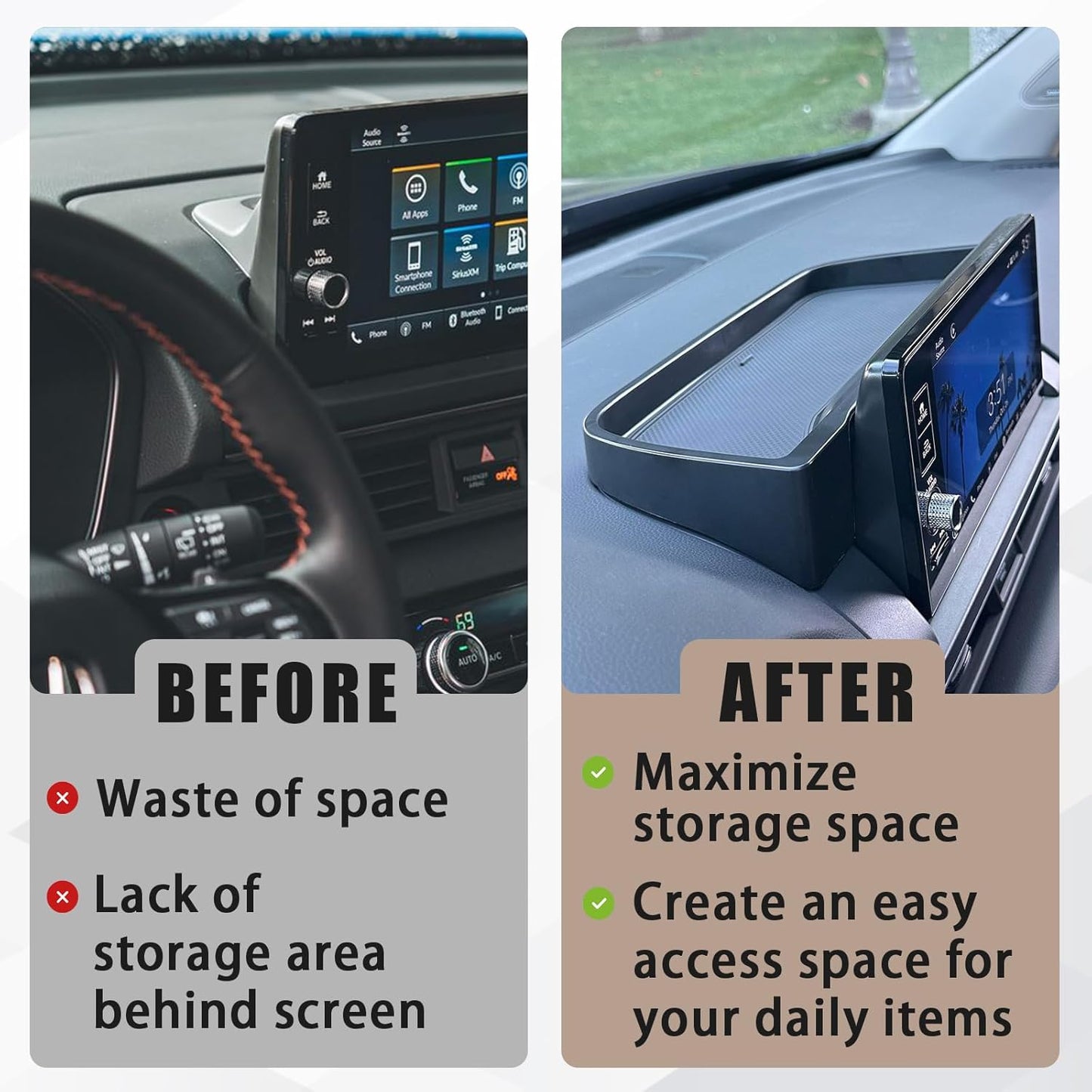 Muslogy for 2025 2024 2023 Pilot Dash Storage Tray Insert Behind Screen Center Console Organizer Interior Accessories Compatible with Honda Pilot 2023-2025 Sport EX-L TrailSport Touring Elite(Black)