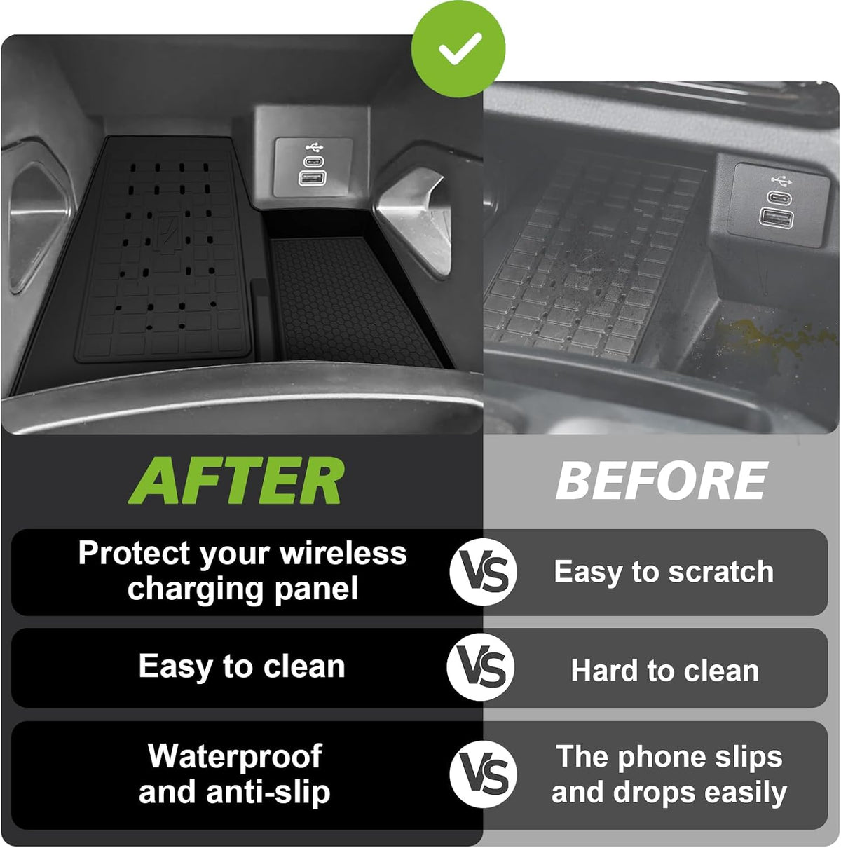 Muslogy Center Console Wireless Charger Mat for 2024-2026 Ford Ranger