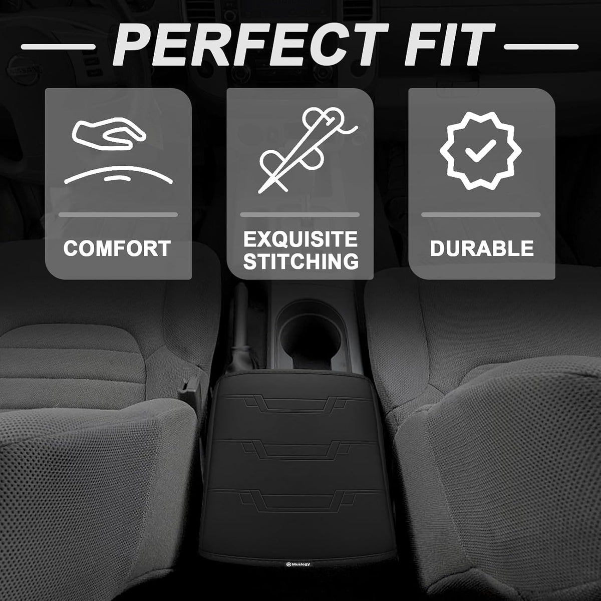Muslogy Armrest Cover for Nissan Frontier 2005-2021, Regular Thick