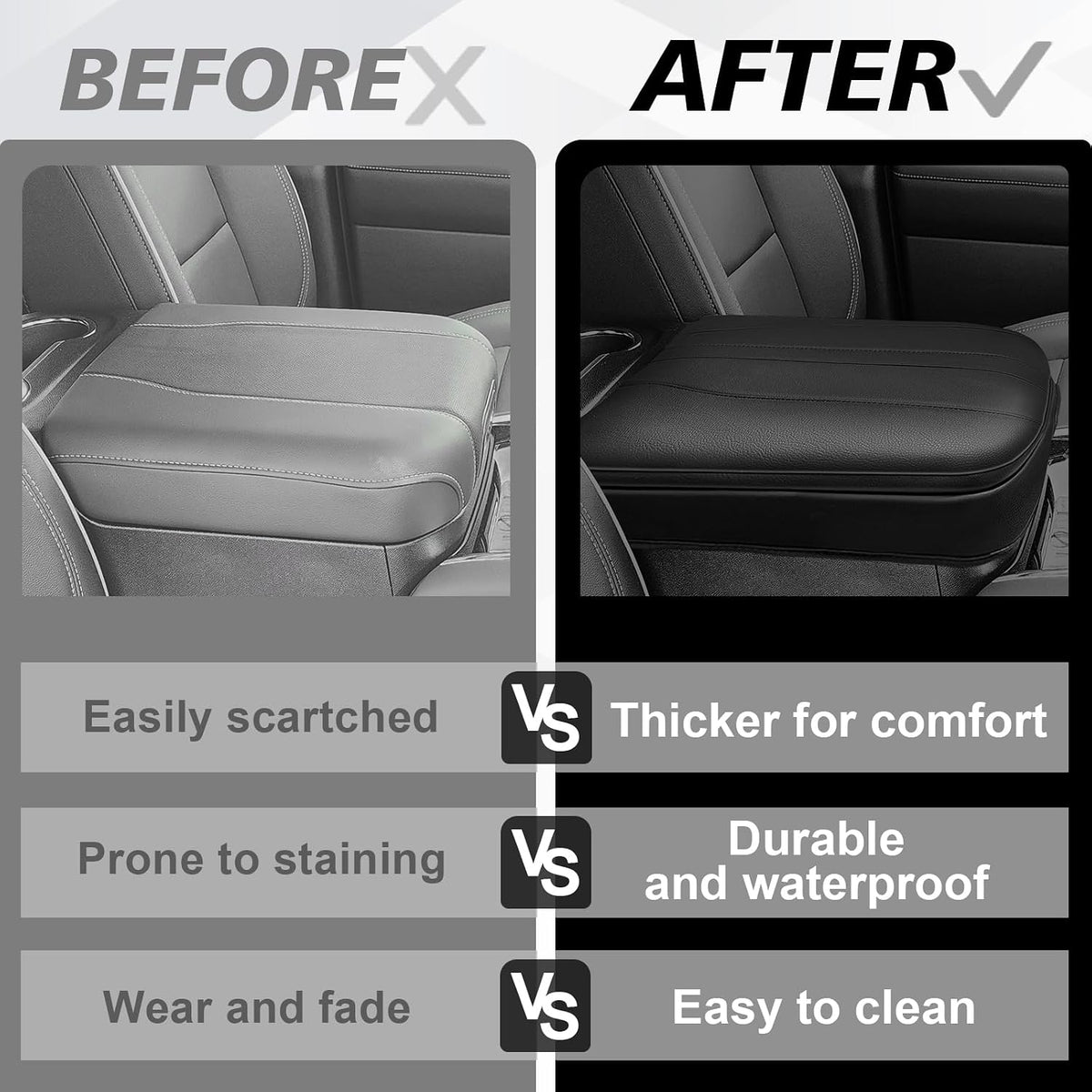 Muslogy Armrest Cover for Silverado Sierra 2019-2026, Extra Thick, Bucket