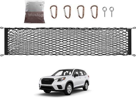 Muslogy Envelope Style Rear Trunk Mesh Cargo Net Compatible with 2025 Subaru Forester Base Premium Sport Limited Touring Accessories Stretchable Trunk Organizer Storage Luggage Net