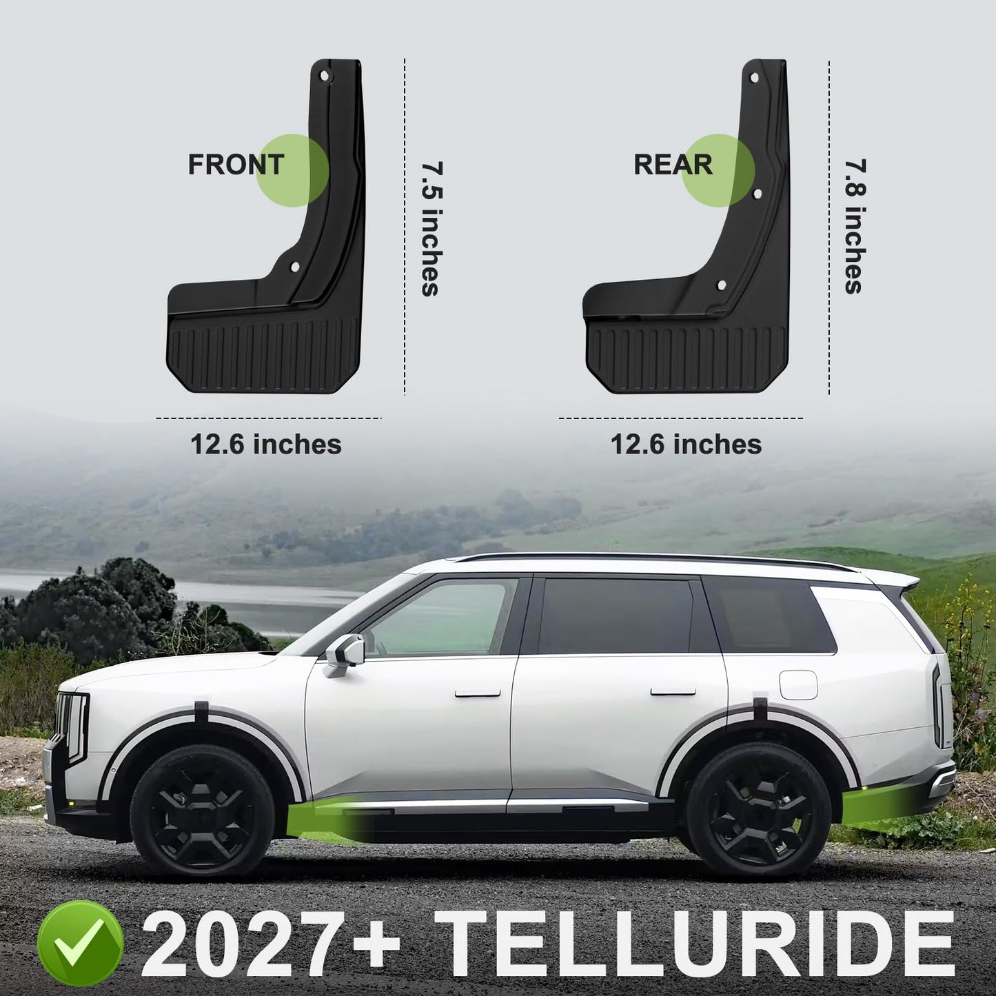 Muslogy Mud Flaps Splash Guards Compatible with Kia Telluride 2027 Accessories Front and Rear Mud Guards 4PCS No Drilling Fender Mudguards Kit with Hardware Accessories