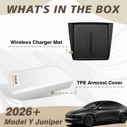 TPE Armrest Pad Cover+Silicone Charger Mat for New Model Y Juniper from Muslogy