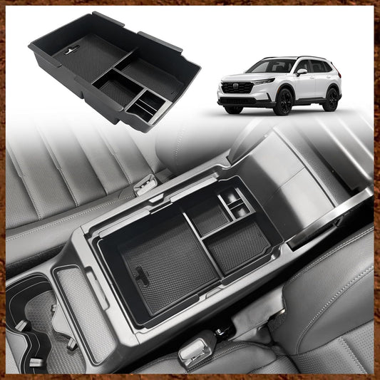 Muslogy Center Console Organizer with Coin Holder Compatible with Honda CRV & CRV Hybrid 2023 2024 2025 LX EX Sport EX-L Sport Touring Hybrid Accessories (Black)