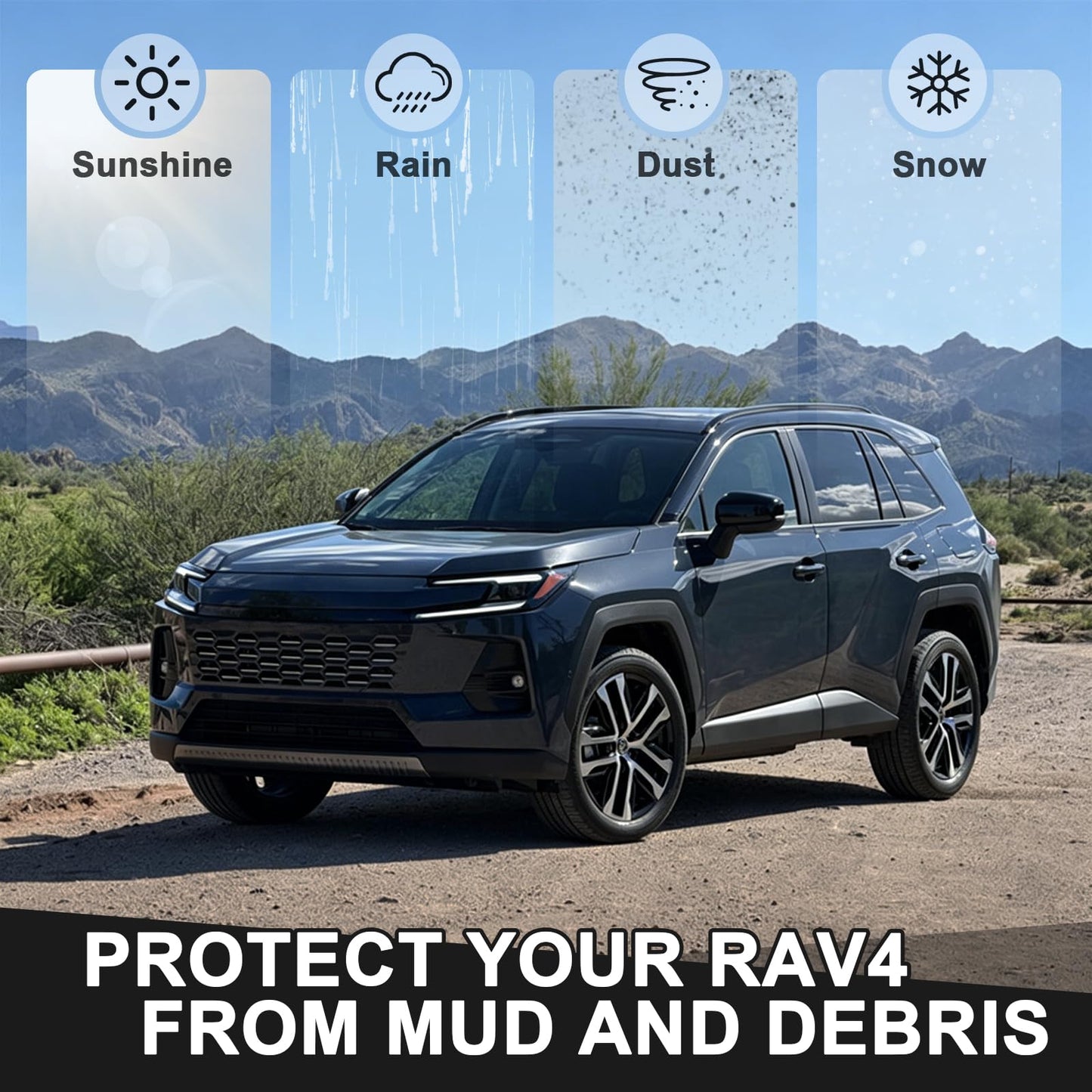 Muslogy Mud Flaps Splash Guards Compatible with 2026 Toyota RAV4 Accessories Front & Rear Mud Guards 4PCS No Drilling Fender Mudguards Kit with Hardware Accessories