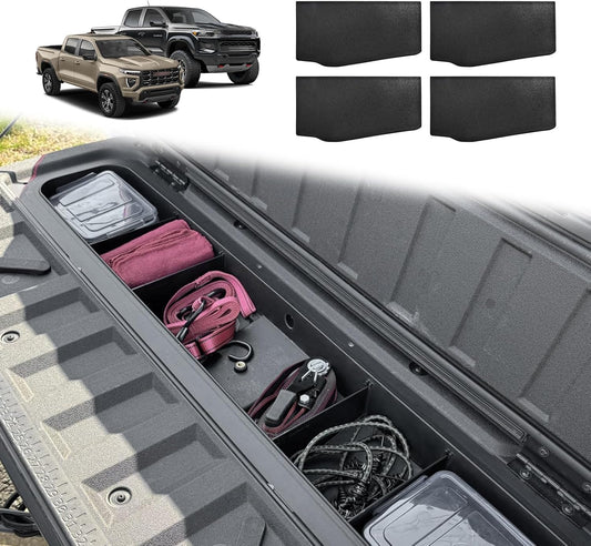 Muslogy for 2023+ Colorado & Canyon Tailgate Organizer Storage Divider 4PCS Black ABS Material Compatible with Chevy Colorado/GMC Canyon StowFlex Tailgate Accessories 2023 2024 2025